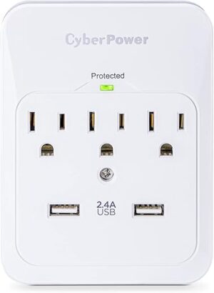 CyberPower Professional Surge Protector CSP300WUR1, 3 Outlets