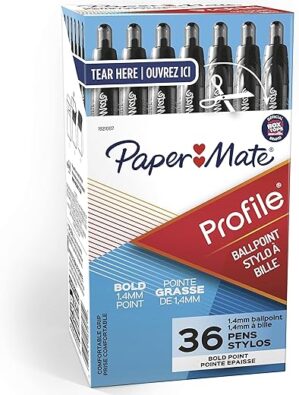 Paper Mate Profile Retractable Ballpoint Pens, Bold Point