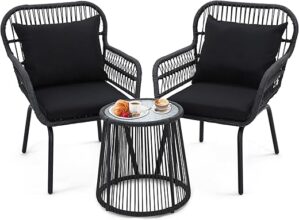 wildformers Rattan Wicker Bistro Set, Outdoor Furniture