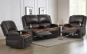 Yolsali Recliner Sofa Set With Loveseat Leather