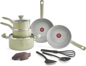 T-Fal Recycled Ceramic Nonstick Cookware Set, 12-Piece