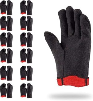 ABC PACK & SUPPLY Red Fleece Lined Brown Jersey Gloves