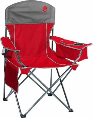 Coleman Red Grey Oversized Camping Chair With Cooler