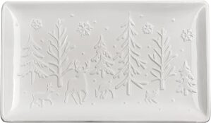 AuldHome Design Reindeer Christmas Tree Ceramic Platter