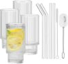 ALINK Ribbed Glassware Drinking Glasses Set