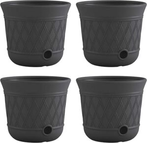 Suncast Round Decorative Hose Storage Pot, Gray