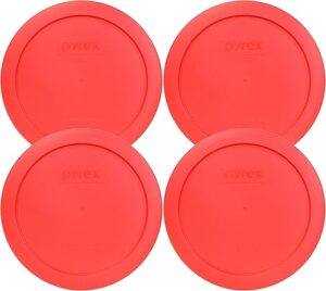 Pyrex Round Red 6.5" 4 Cup Lid 4 Pack