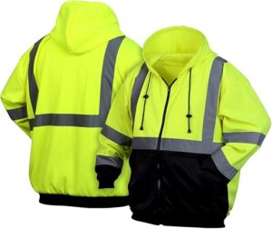 Pyramex Safety RSZH32 Hi Vis Lime Zipper Sweatshirt