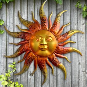 Daogtc Rustic Metal Sun Wall Art Decor