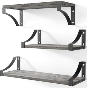 AMADA HOMEFURNISHING Rustic Wood Floating Shelves Set