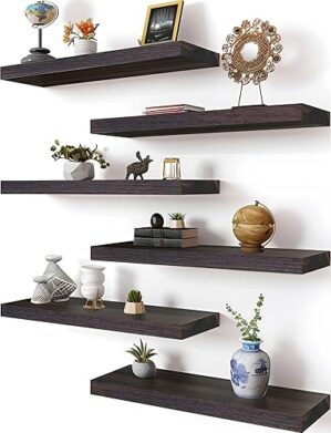 HXSWY Rustic Wood Floating Shelves Set Of 6
