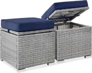 Best Choice Products Set Of 2 Wicker Ottomans With Storage