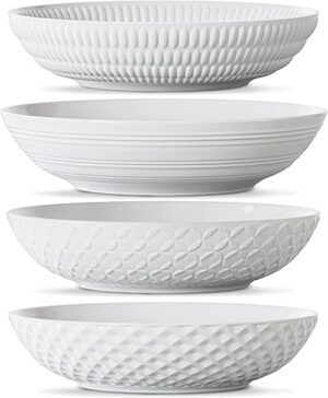 Maison Neuve Set Of 4 White Porcelain Dinner Bowls
