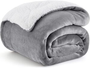 Bedsure Sherpa Fleece Throw Blanket, Grey, 50x60