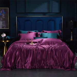 Orose Silk Bed Sheets Set, 25 Momme, Purple