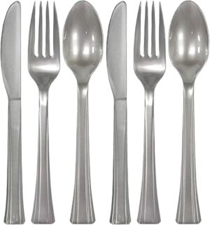 Amscan Silver Plastic Cutlery Pack (24)