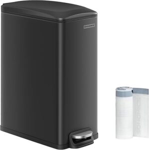 SONGMICS Slim Trash Can, 12.7-Gallon, Stainless Steel