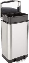 Amazon Basics Smudge Resistant Soft-Close Trash Can, Nickel