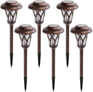 GIGALUMI Solar Lights Outdoor 6 Pack, Brown