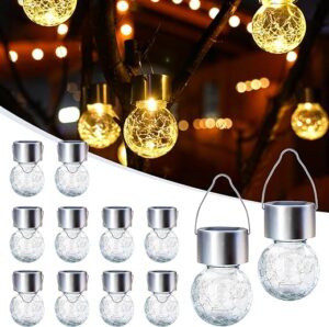 GIGALUMI Solar Outdoor Hanging Lights, 12 Pack