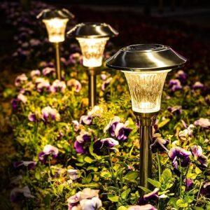 GIGALUMI Solar Pathway Lights, 8 Pack, Warm White