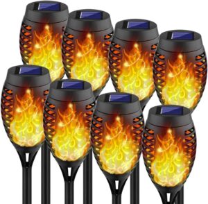 Kurifier Solar Torch Lights Outdoor, Flickering Flame, Waterproof