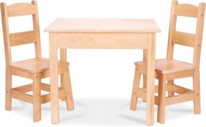 Melissa & Doug Solid Wood Table And 2 Chairs Set