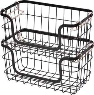 Amazon Basics Stackable Metal Wire Storage Basket Set