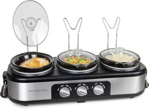 Homecraft Stainless Steel 3-Station Slow Cooker