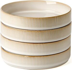 famiware Star 7.5" Pasta Bowls Set, Cappuccino White