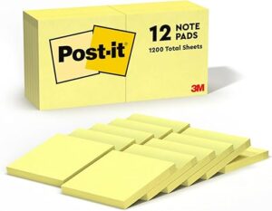 Post-it Sticky Note Pads, 3x3 Inches, Canary Yellow