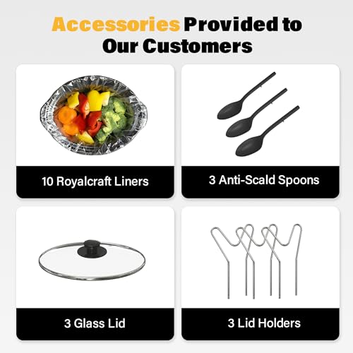 Sunvivi Triple Slow Cooker Buffet Server, Silver - Image 3