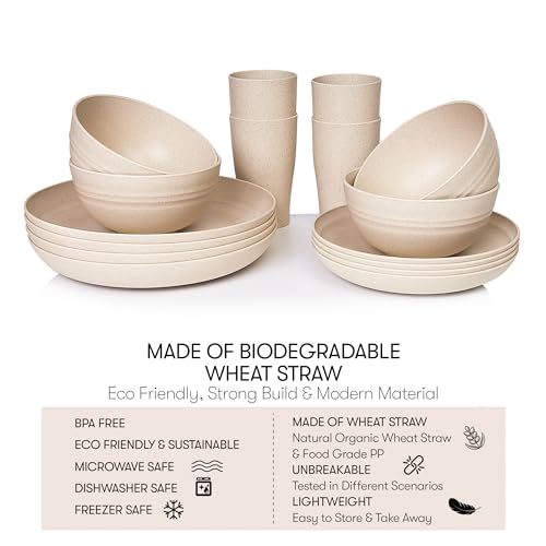 SWEVEN Wheat Straw Unbreakable Dinnerware Set - Image 4