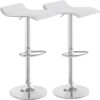 VECELO Swivel Adjustable Bar Stools Set, Pearl White