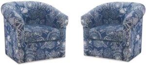 Home Square Swivel Coastal Wood Club Chair Set