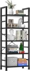Sweetcrispy Tall 5-Tier Black Industrial Bookshelf