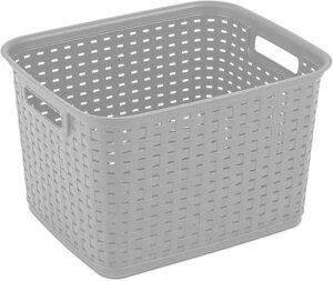 Sterilite Tall Plastic Weave Storage Basket, Gray, 6-Pack