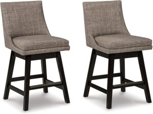 Signature Design by Ashley Tallenger Upholstered Swivel Counter Barstool, Light Gray