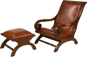Deco 79 Teak Wood Handmade Chair With Ottoman