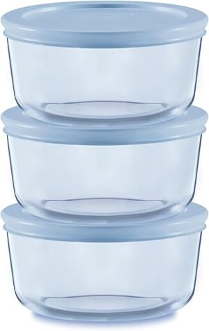 Pyrex Tinted Glass Food Storage Containers, 3-Pack