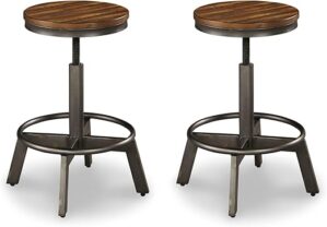 Signature Design by Ashley Torjin Industrial Adjustable Height Barstool, Brown