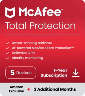 McAfee Total Protection 2024, 5 Devices, 15 Months