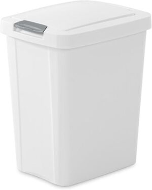 Sterilite TouchTop Wastebasket With Lid, White, 8-Pack