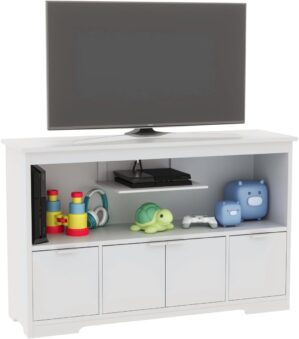 Milliard Toy Storage Organizer: White Wooden Desk Cabinet