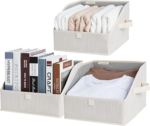 StorageWorks Trapezoid Fabric Storage Bins, Small, 3-Pack