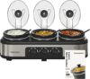 Sunvivi Triple Slow Cooker Buffet Server, Silver