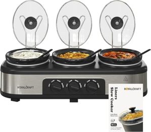 Sunvivi Triple Slow Cooker Buffet Server, Silver