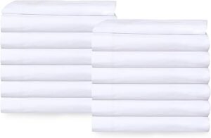 GOLD TEXTILES Twin Flat Sheets, Bright White T-200 Percale