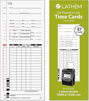 Lathem Universal Payroll/Job Time Cards, E79-100