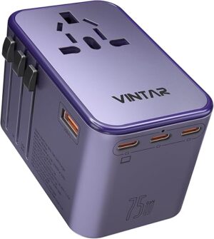 VINTAR Universal Travel Adapter, 75W GaN Power Adapter